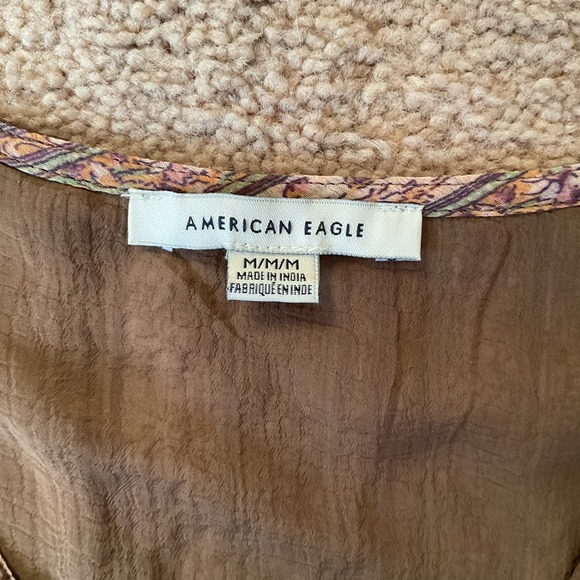 American Eagle Sheer Fairycore Grunge Crop Top with Peasant Sleeve Size Medium - Picture 6 of 10